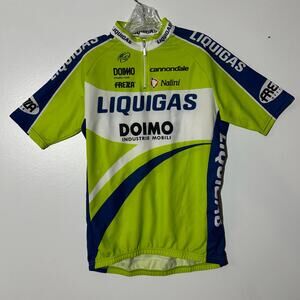 Vintage Y2K Liquigas Nalini Neon Yellow Blue Cycling Jersey Made In Italy Size 5